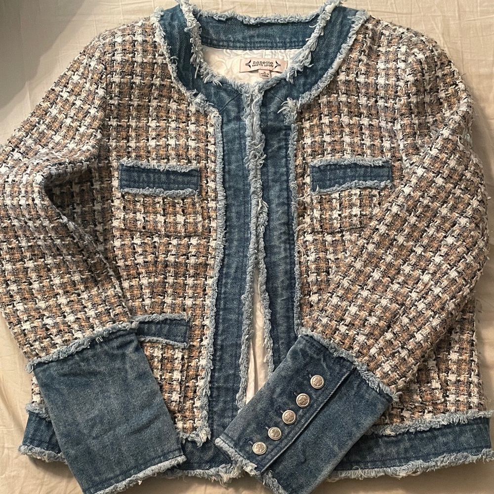 Nanette Lepore Blue and Brown Jean Jacket